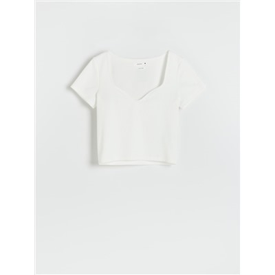 Crop Top aus Rippstrickjersey