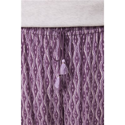 Pantalón largo print geométrico morado