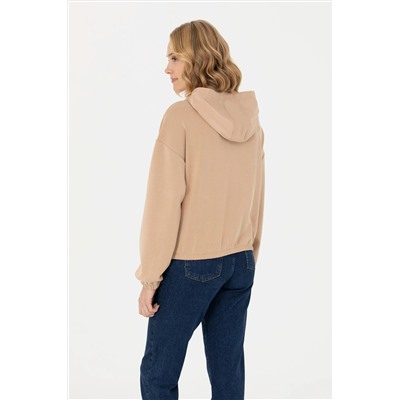 Kadın Kum Kapüşonlu Sweatshirt