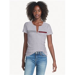 TOMMY HILFIGER ESSENTIAL SPLIT-NECK T-SHIRT