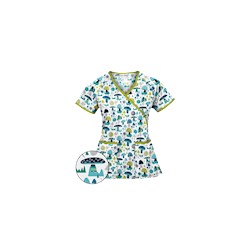 UA Mushroom Pickens Amazing Aqua Mock Wrap Scrub Top