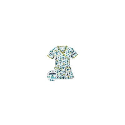 UA Mushroom Pickens Amazing Aqua Mock Wrap Scrub Top