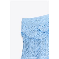 POINTELLE RUFFLED KNIT DRESS