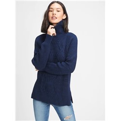 Cable-Knit Turtleneck Sweater
