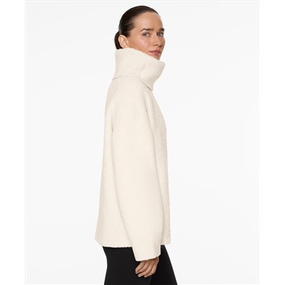 High-neck faux-shearling jumper