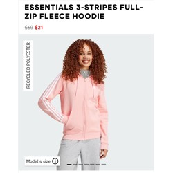 ESSENTIALS 3-STRIPES FULL-ZIP FLEECE HOODIE