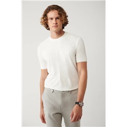 Avva, Erkek Ekru Bisiklet Yaka Jakarlı T-shirt A41y1053