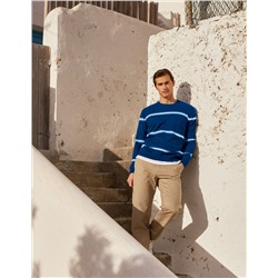 Striped Knitted Jumper, Men, Blue