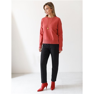 Джинсы mom-fit из эластичного денима на флисе