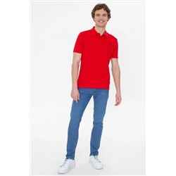 Erkek Kırmızı Basic Polo Yaka Tişört