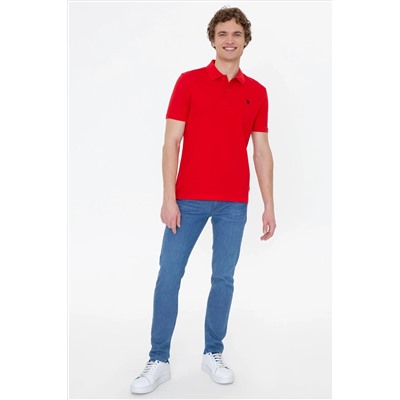 Erkek Kırmızı Basic Polo Yaka Tişört