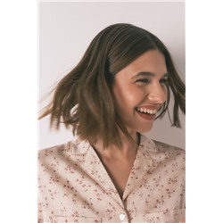 Pijama camisero largo satén rosa