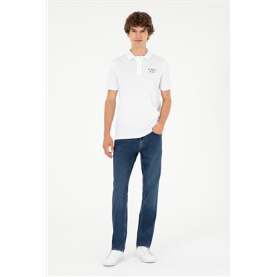 Erkek Regular Fit Polo Yaka Beyaz Tişört