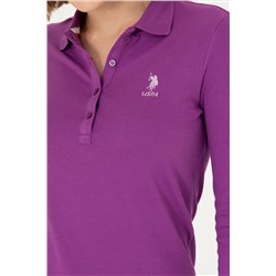 Kadın Violet Polo Yaka Basic Sweatshirt