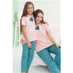 Siyah İnci Pamuklu Kısa Kollu Kapişonlu Pijama Takım 23107044