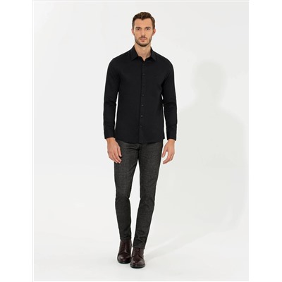 Siyah Slim Fit Uzun Kollu Gömlek