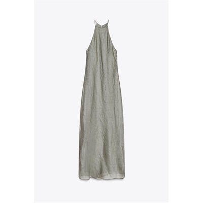 SHINY HALTER MIDI DRESS