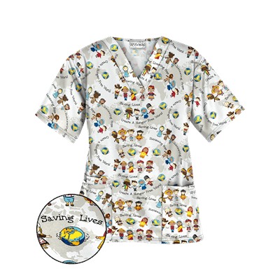 UA Create A World Print Scrub Top
