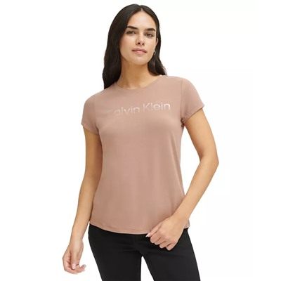CALVIN KLEIN Women's Metallic Logo Crewneck T-Shirt