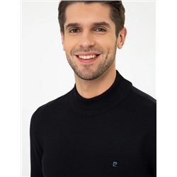 Lacivert Slim Fit Yarım Balıkçı Yaka Basic Triko Kazak