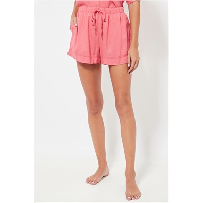 Short de pijama de lino cintura alta - Rosa