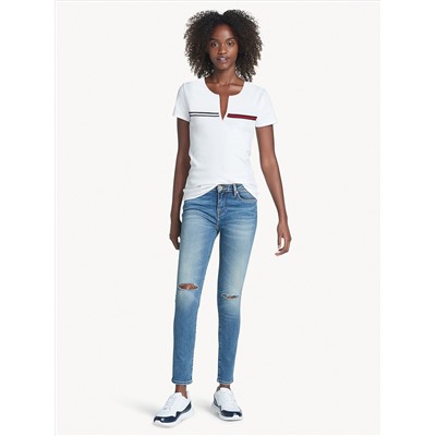 TOMMY HILFIGER ESSENTIAL SPLIT-NECK T-SHIRT