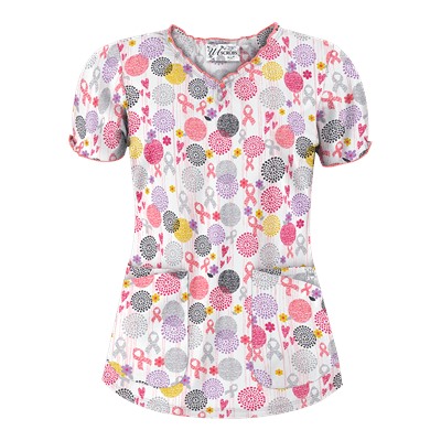 UA Support Blooms White Print Scrub Top