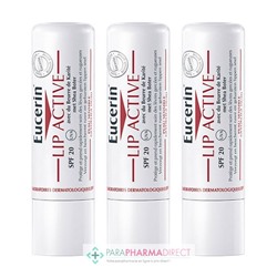 Eucerin Lip Active Stick Lèvres Soin Actif SPF20 Peau Sensible 3x4,8gLot  × 3