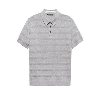 SUPIMA® Cotton Texture Stripe Sweater Polo