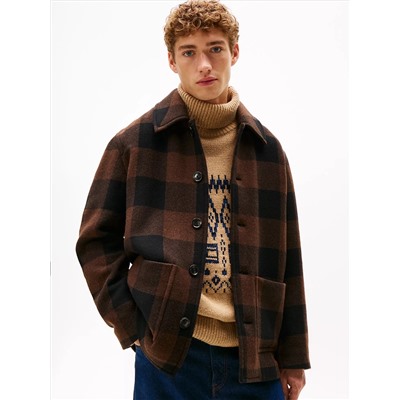 Wool Blend Check Chore Jacket