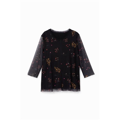 Camiseta flores mangas tul