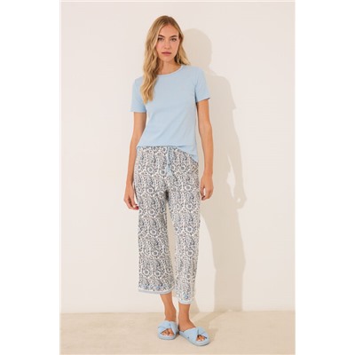Pijama Capri algodón azul paisley