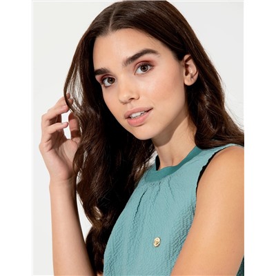 Koyu Mint Kolsuz Comfort Fit Bluz
