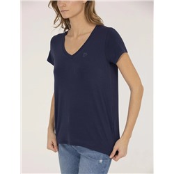 Lacivert Comfort Fit V Yaka Basic Tişört