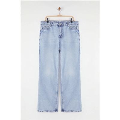 Mavi Yüksek Bel Geniş Paça Büyük Beden Jeans TBBSS24CJ00042