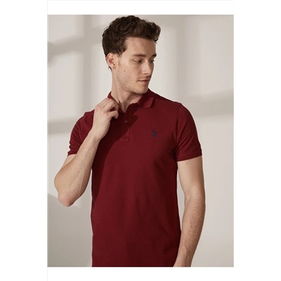 U.S. Polo Assn. Bordo Polo Yaka Cepsiz Slim Fit Basic T-shirt GTP04IY023