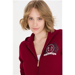 Kadın Vişne Fermuarlı Sweatshirt