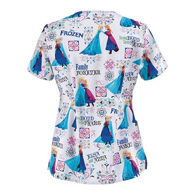 Cherokee Tooniforms Frozen Print Scrub Top
