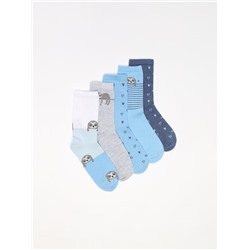 PACK OF 5 PAIRS OF LONG SLOTH SOCKS