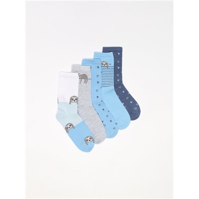 PACK OF 5 PAIRS OF LONG SLOTH SOCKS