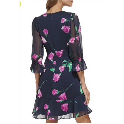 DKNY Floral Fit & Flare Minidress