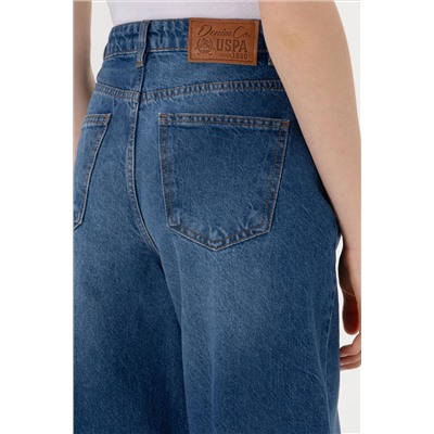 Kadın Mavi Loose Fit Jean Pantolon