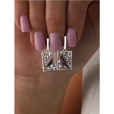 Серьги из серебра родированные 925 пробы С-3385-Р