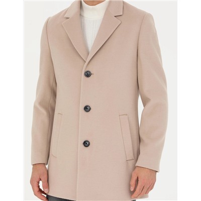 Bej Ekstra Slim Fit Yün Karışımlı Kaşe Kaban