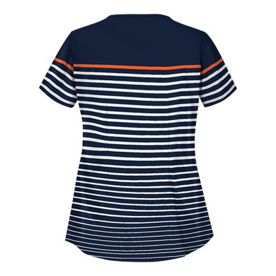 UA Sassy Stripes Navy Asymmetrical Scrub Top
