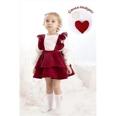 Le Mabelle Uzun Kollu Bordo Askılı Etek Bluz Takım - Nessa LM118NESSA