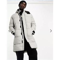ADPT long puffer jacket with hood in gray