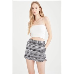 Defacto Fall In Love Etnik Desenli Beli Bağcıklı Mini Yüzme Şortu T5232AZ21SM