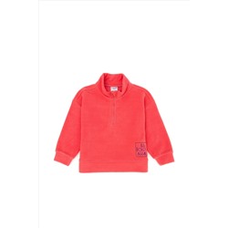 Kız Çocuk Pembe Polarlı Polo Yaka Sweatshirt