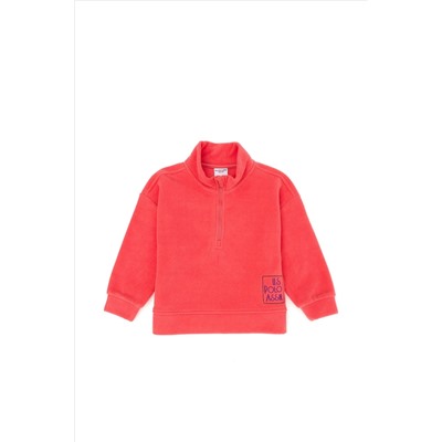 Kız Çocuk Pembe Polarlı Polo Yaka Sweatshirt
